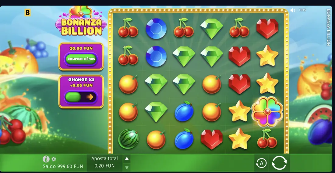 Slot Bonanza Billion em modo demo com saldo em FUN