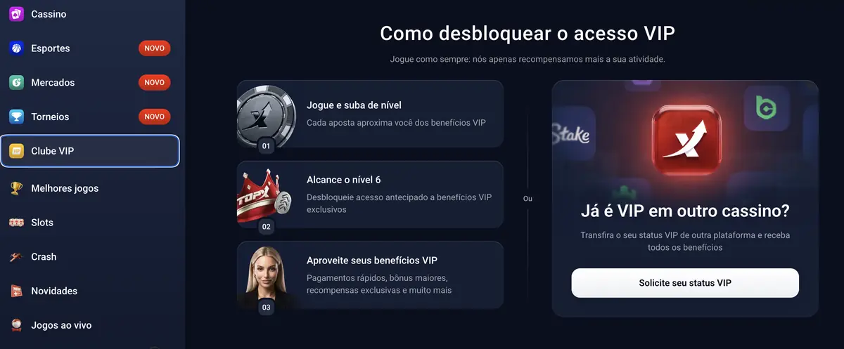 Tela de como desbloquear o acesso VIP na TopX